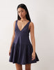 v-neck fit and flare mini sundress in navy