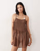 Tall Rita pleated beach cover up in chocolate