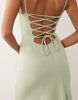 cami maxi dress with lace up back in light blue