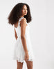 Hollister lace tie front floaty mini dress in white
