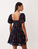 Abercrombie & Fitch square neck milkmaid mini dress in strawberry print