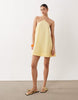 poplin halter neck swing mini sundress in lemon