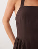 Mango square neck halter detail sleeveless midaxi dress with cinched waist in brown