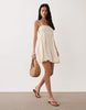 Free Society shirred beach mini dress in cream