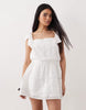 Abercrombie & Fitch boho embroidered mini dress with shorts in white