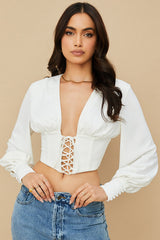 white lace up corset