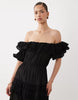 bardot maxi dress with floral broderie in black