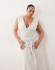Esmée Curve mid waist shirred maxi beach dress in white & black polka dot