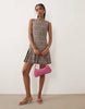 Nobody's Child tailored sleeveless pinafore kilt mini dress in pink plaid