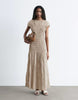 & Other Stories ruched crinkle maxi dress in beige