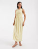 PIECES sleeveless smocking ditsy floral maxi dress in pastel yellow