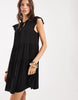 Vero Moda ruffle trim babydoll mini dress in black