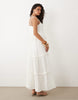 YAS tiered ruffle detailing cami maxi dress in white