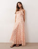 YAS frill trim cami maxi dress in pink floral print