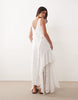 ARRANGE broderie ruffled V-neck maxi dress in white