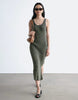 & Other Stories ribbed striped knit maxi dress in dark gray