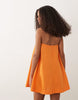 cotton linen bandeau mini sundress in tangerine orange