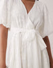 Gina Tricot embroidered mini dress with puff sleeves in off white