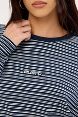 Rusty 17 Degrees Stripe L/S Oversize Tee Blue Stripe