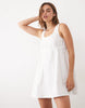 channel elastic trapeze mini dress in white