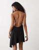 Weekday drape backless mini dress with metal clasp in black