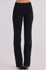 black straight leg trousers