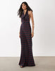 WeWoreWhat cowl halter neck maxi dress in polka-dot navy