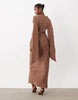 maxi dress with cape scarf detail in cocoa