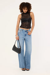 Motel Dudley Vest Top Sequin Knit Black