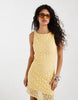 Vero Moda stretch floral lace sleeveless slash neck mini dress in golden yellow