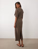 Mango T-shirt dress with twist detail in khaki