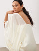 satin cape layer maxi dress in ecru