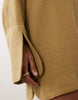 double cloth mini shirt dress with wide cuffs and oversized pockets in toasted sage