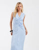 & Other Stories ruche front maxi dress with v-neck in light blue