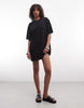AllSaints Darcy short sleeve diamante detail T-shirt mini dress In washed black