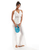 Miss Selfridge beach ruffle chiffon maxi dress in cream