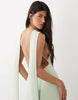 scarf detail maxi dress with plunge back in sage green