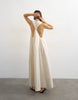 Topshop poplin halter deep hem maxi trapeze dress in off white