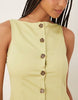slash neck button down vest maxi dress in sage