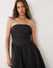 bandeau ruched midi dress in black