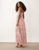Abercrombie & Fitch strapless ruffle hardware maxi dress in pink floral