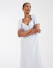 & Other Stories linen look puff sleeve midaxi dress with twist sweetheart neckline in pastel blue