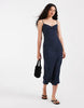 Hollister twist bust slip midi dress in navy polka dot print