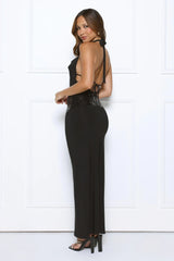 Low Key Luxe Halter Sequin Maxi Dress Black