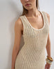 Topshop knit low scoop crochet maxi dress in neutral stone