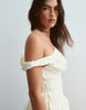 ARRANGE off shoulder corseted jacquard maxi dress in buttermilk