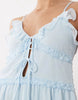VILA tie front cami mini dress with frill trim in pastel blue