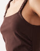 square neck ruched bodice midi dress in chocolate