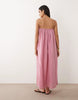 Kaiia exclusive cotton blend halterneck trapeze maxi sundress in pink