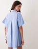 relaxed short sleeve poplin mini dress in dusky blue